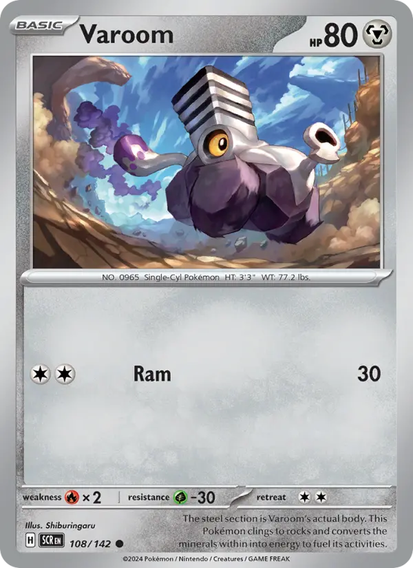 Varoom Reverse Holo 108/142 Stellar Crown Pokémon Card