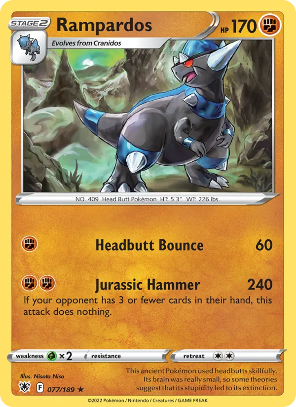 Rampardos Reverse Holo 077/189 Astral Radiance Pokémon Card