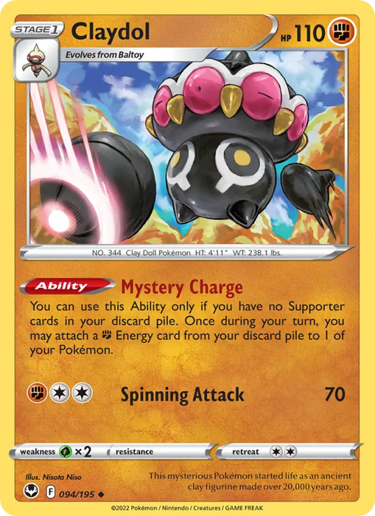 Claydol Reverse Holo 094/195 Silver Tempest Pokémon Card