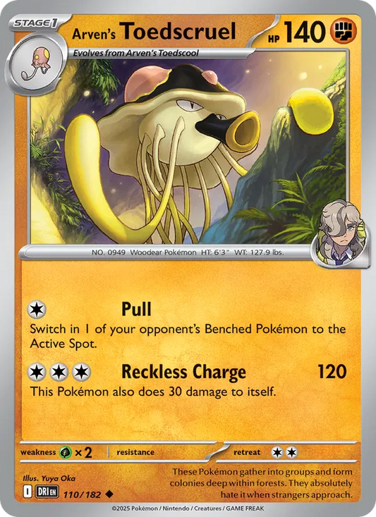 Arven's Toedscruel Normal 110/182 Destined Rivals Pokémon Card