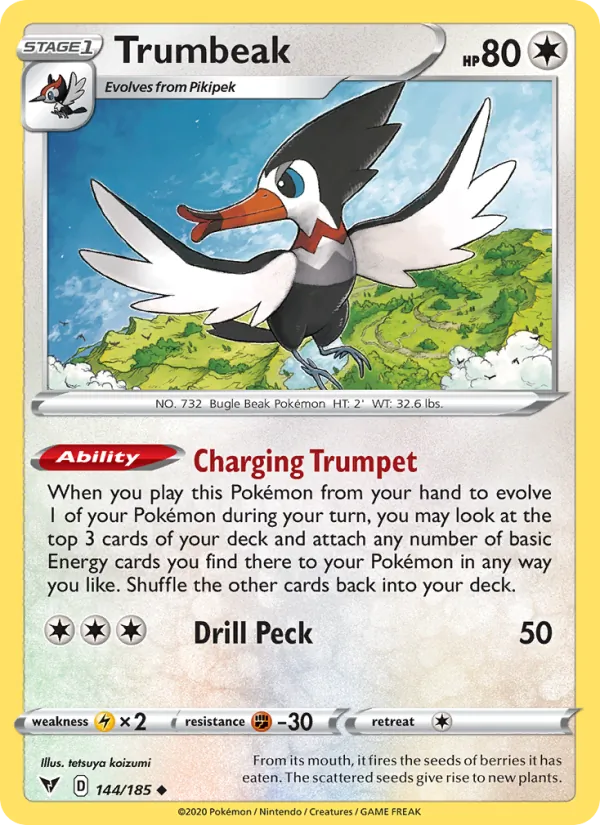Trumbeak Reverse Holo 144/185 Vivid Voltage Pokémon Card
