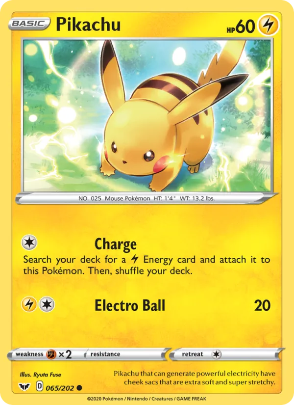 Pikachu Reverse Holo 065/202 Sword & Shield Pokémon Card