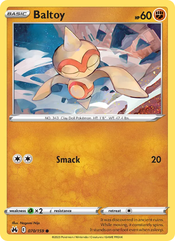 Baltoy Reverse Holo 070/159 Crown Zenith Pokémon Card
