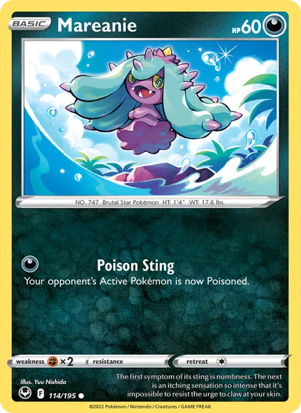 Mareanie Reverse Holo 114/195 Silver Tempest Pokémon Card