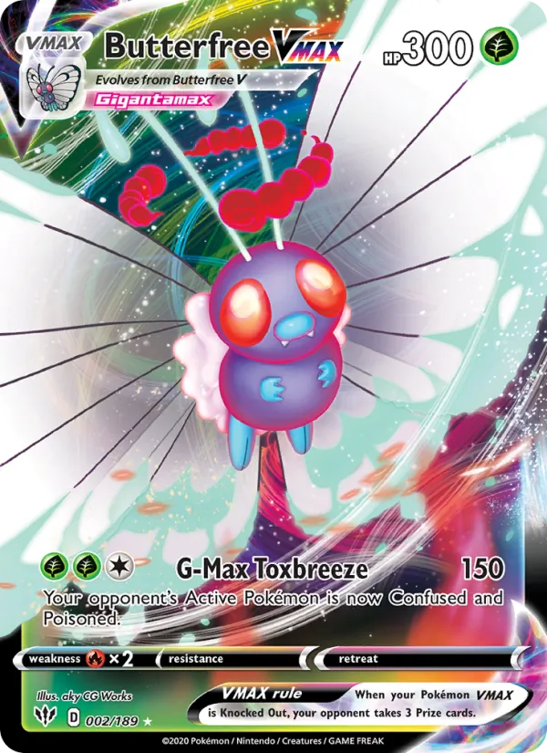 Butterfree VMAX Holo 002/189 Darkness Ablaze Pokémon Card