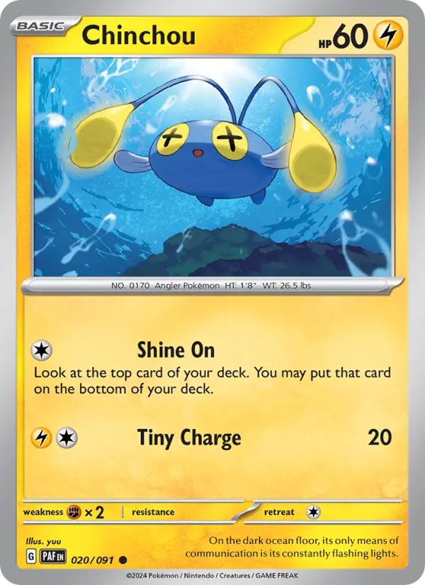 Chinchou Reverse Holo 020/91 Paldean Fates Pokémon Card