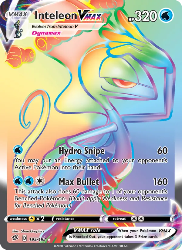 Inteleon VMAX Holo 195/192 Rebel Clash Pokémon Card