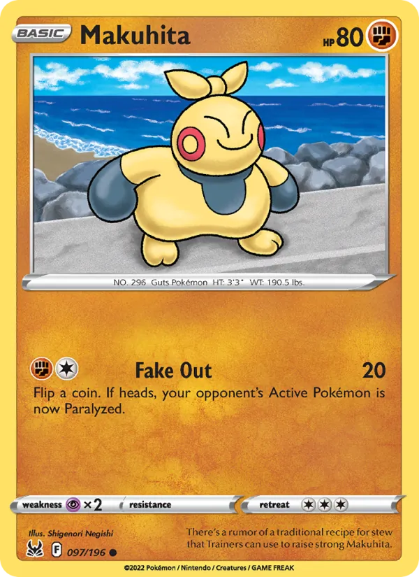 Makuhita Reverse Holo 097/196 Lost Origin Pokémon Card