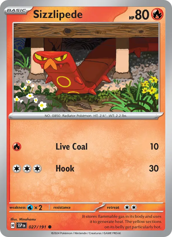 Sizzlipede Reverse Holo 027/191 Surging Sparks Pokémon Card