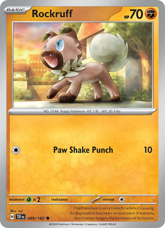 Rockruff Normal 089/162 Temporal Forces Pokémon Card
