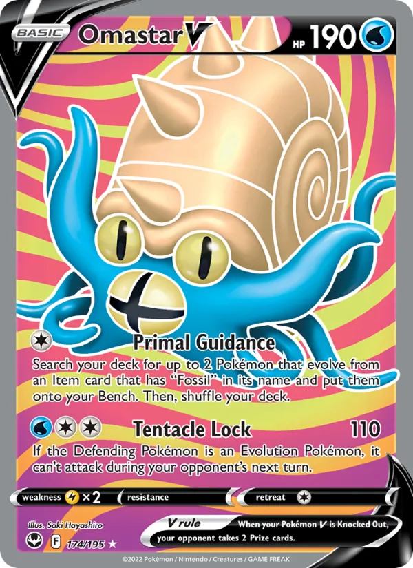 Omastar V Holo 174/195 Silver Tempest Pokémon Card