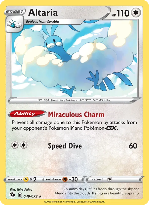 Altaria Reverse Holo 049/73 Champion's Path Pokémon Card