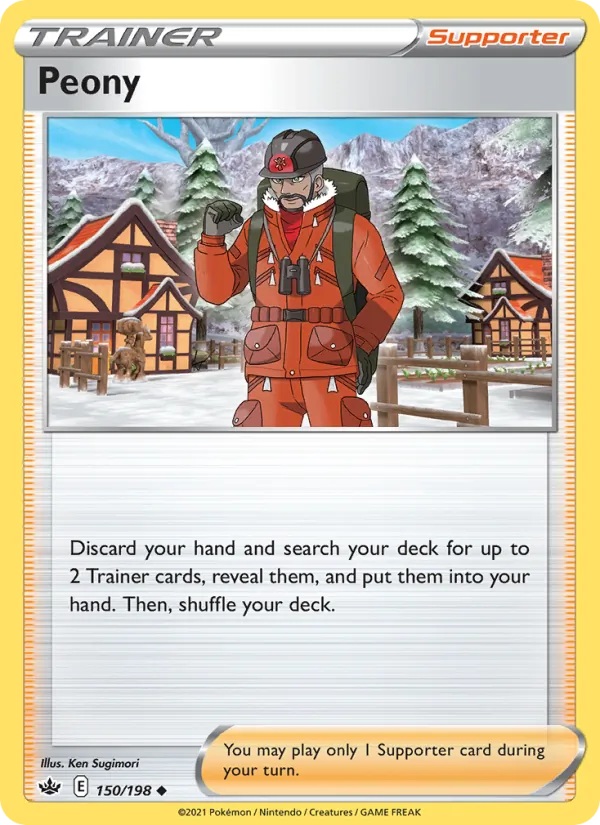Peony Reverse Holo 150/198 Chilling Reign Pokémon Card