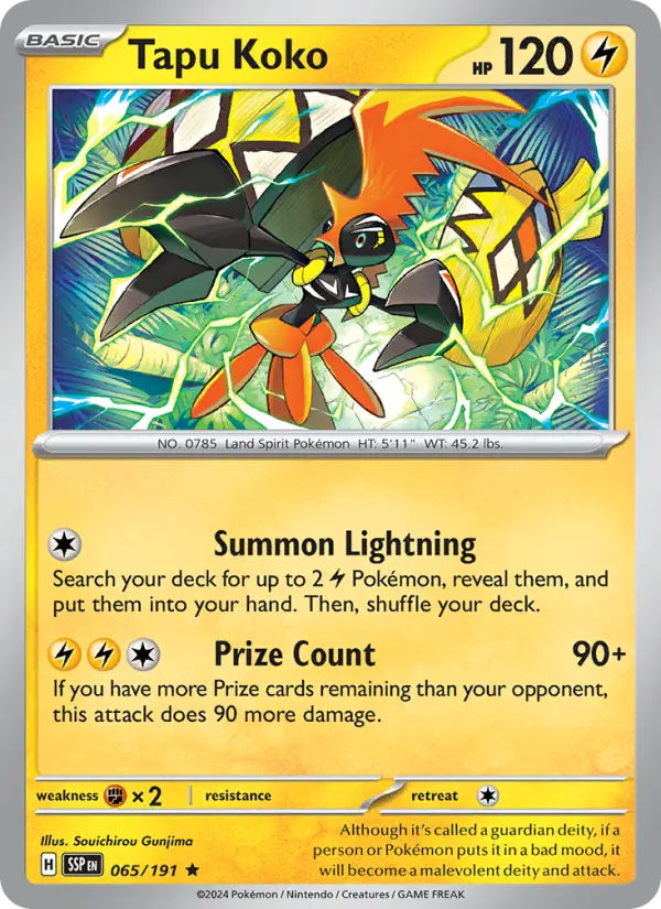 Tapu Koko Reverse Holo 065/191 Surging Sparks Pokémon Card
