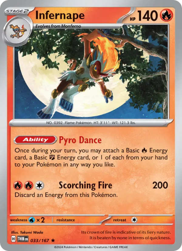 Infernape Reverse Holo 033/167 Twilight Masquerade Pokémon Card