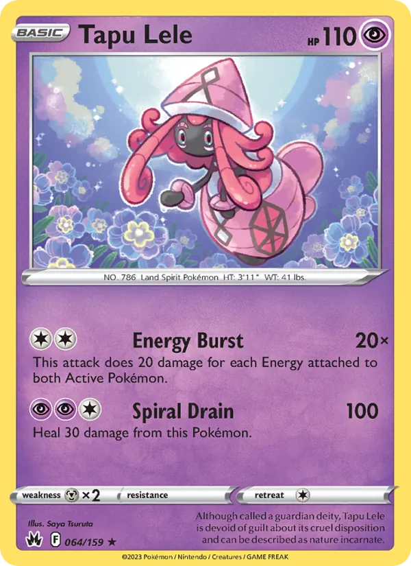 Tapu Lele Reverse Holo 064/159 Crown Zenith Pokémon Card