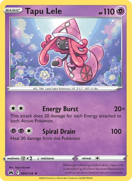 Tapu Lele Reverse Holo 064/159 Crown Zenith Pokémon Card