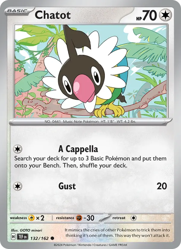 Chatot Reverse Holo 132/162 Temporal Forces Pokémon Card