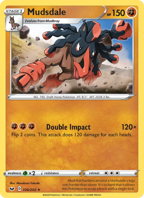 Mudsdale Reverse Holo 106/202 Sword & Shield Pokémon Card
