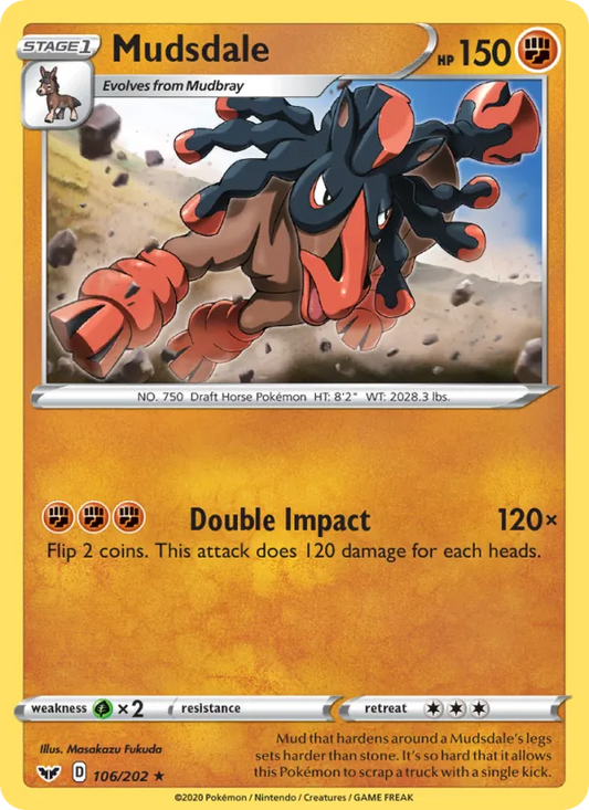 Mudsdale Reverse Holo 106/202 Sword & Shield Pokémon Card