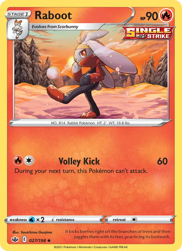 Raboot Reverse Holo 027/198 Chilling Reign Pokémon Card