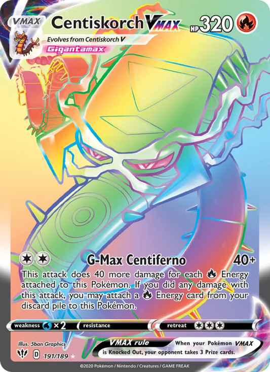 Centiskorch VMAX Holo 191/189 Darkness Ablaze Pokémon Card
