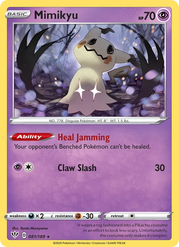 Mimikyu Reverse Holo 081/189 Darkness Ablaze Pokémon Card