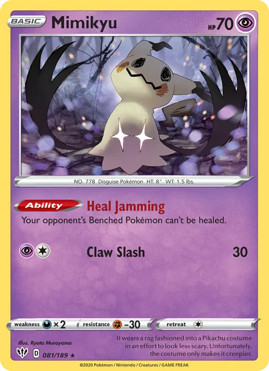 Mimikyu Reverse Holo 081/189 Darkness Ablaze Pokémon Card
