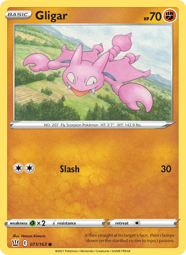 Gligar Reverse Holo 071/163 Battle Styles Pokémon Card