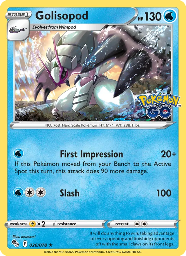 Golisopod Reverse Holo 026/78 Pokémon GO Pokémon Card
