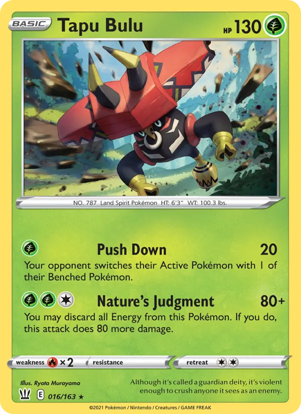 Tapu Bulu Reverse Holo 016/163 Battle Styles Pokémon Card