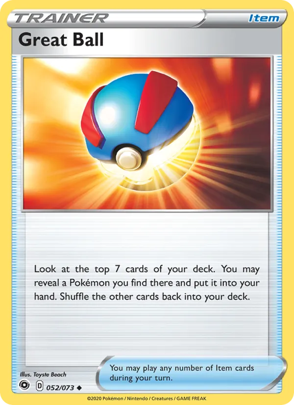 Great Ball Reverse Holo 052/73 Champion's Path Pokémon Card