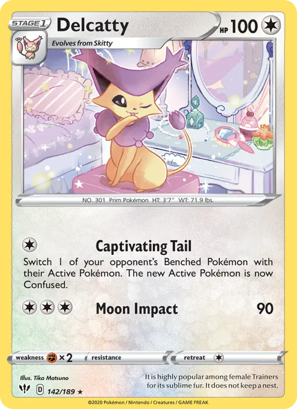 Delcatty Reverse Holo 142/189 Darkness Ablaze Pokémon Card