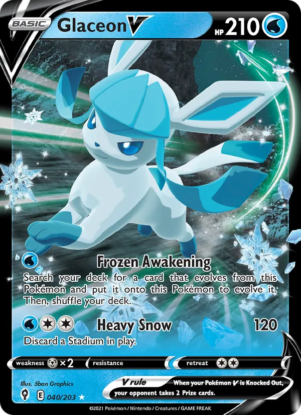 Glaceon V Holo 040/203 Evolving Skies Pokémon Card