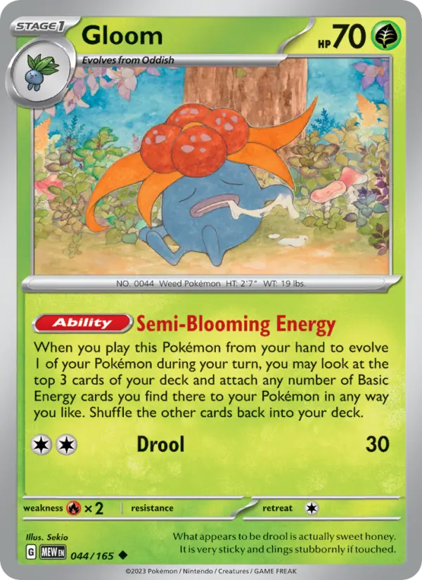 Gloom Reverse Holo 044/165 151 Pokémon Card