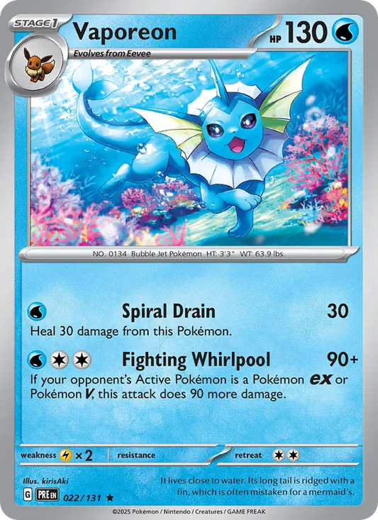 Vaporeon Holo 022/131 Prismatic Evolutions Pokémon Card