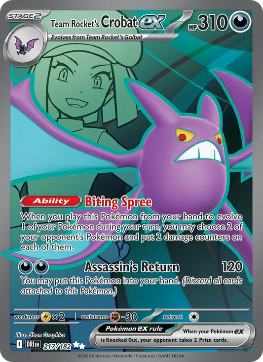 Team Rocket's Crobat ex Holo 217/182 Destined Rivals Pokémon Card