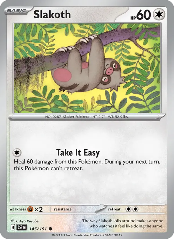 Slakoth Reverse Holo 145/191 Surging Sparks Pokémon Card