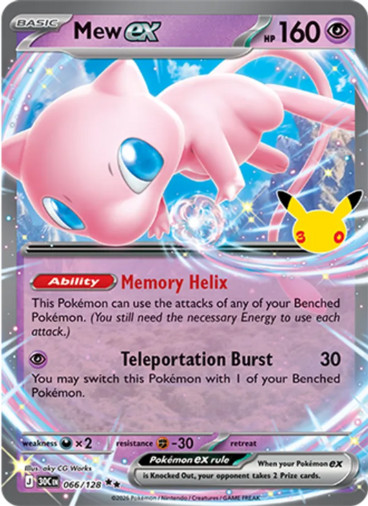 Mew ex Normal 066/128 30th Celebration Pokémon Card