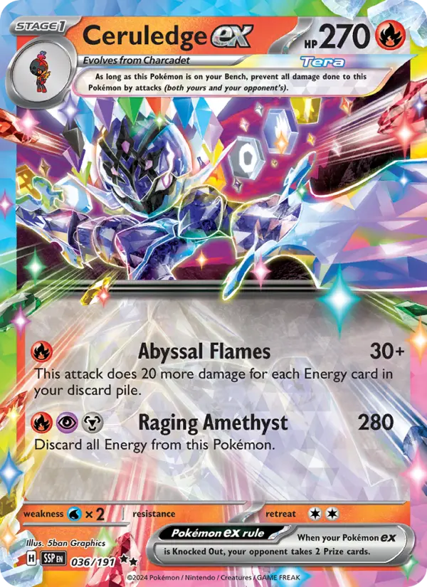 Ceruledge ex Holo 036/191 Surging Sparks Pokémon Card