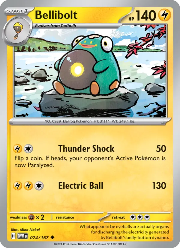 Bellibolt Reverse Holo 074/167 Twilight Masquerade Pokémon Card