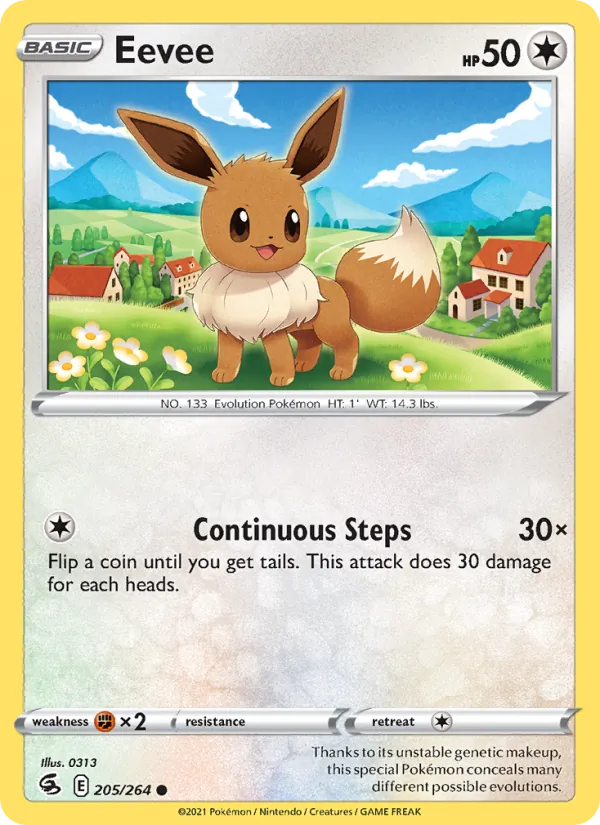 Eevee Reverse Holo 205/264 Fusion Strike Pokémon Card