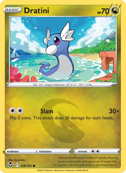 Dratini Normal 129/195 Silver Tempest Pokémon Card
