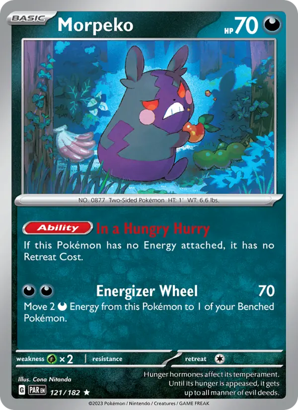 Morpeko Reverse Holo 121/182 Paradox Rift Pokémon Card