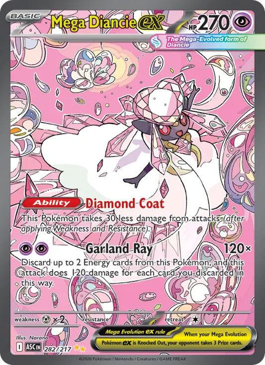 Mega Diancie ex Holo 282/217 Ascended Heroes Pokémon Card