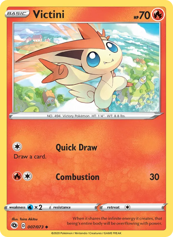 Victini Reverse Holo 007/73 Champion's Path Pokémon Card