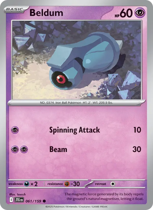 Beldum Reverse Holo 061/159 Journey Together Pokémon Card