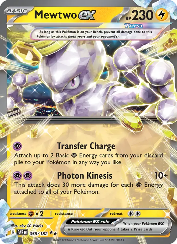 Mewtwo ex Holo 058/182 Paradox Rift Pokémon Card