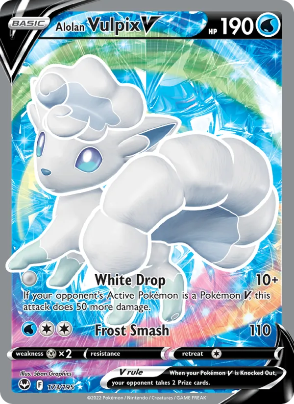 Alolan Vulpix V Holo 173/195 Silver Tempest Pokémon Card