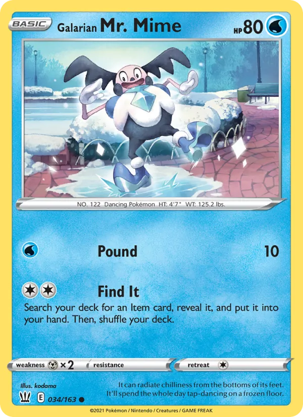 Galarian Mr. Mime Reverse Holo 034/163 Battle Styles Pokémon Card